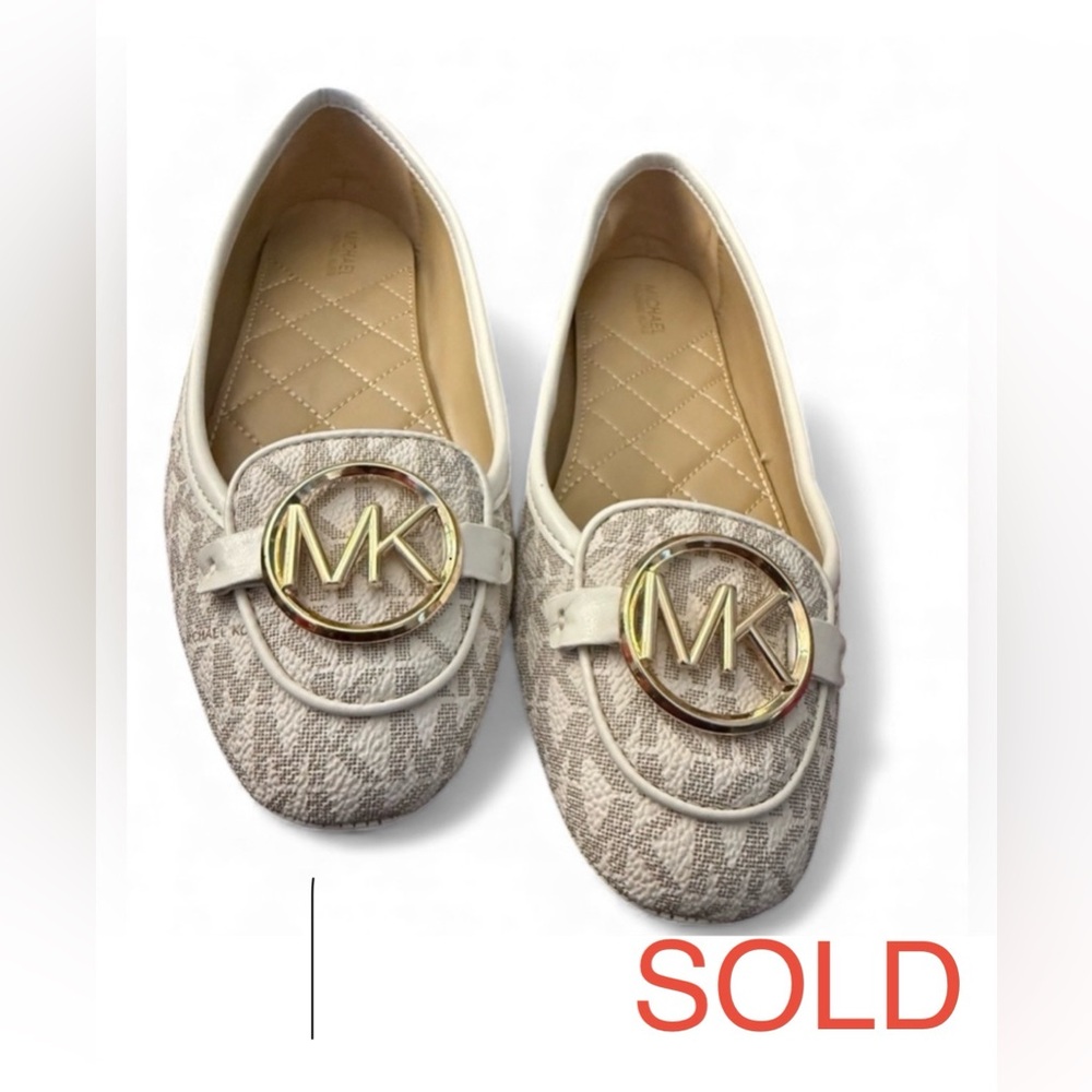 SOLD New Michael Kors Hamilton Moc Casual Flats GOLD LOGO AND ACCENT